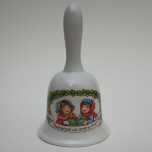 2/$20 VTG Christmas Bell God Bless Us Every One! Current Inc Porcelain